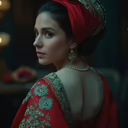 an asian woman wearing jewelry in the back