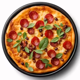 a pepperoni and black olive pizza on a pan