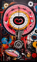 a clock that is painted on the side of a building