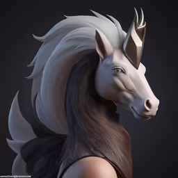 a white horse wearing a headdress and a gold - topped helmet