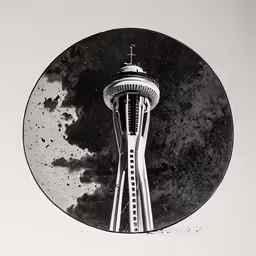 a circular artwork of the space needle