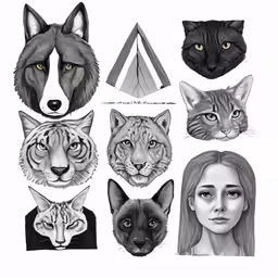 some kind of animals are shown on a white paper