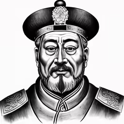 a black and white image of an old man in chinese clothing
