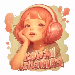 an illustration of a girl with headphones on