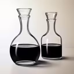 there are two glass decantes next to each other