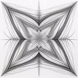 black and white lines are arranged in a star like pattern,an intricate design is shown with white background