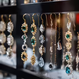 earring displays of various sizes and styles of jewelry