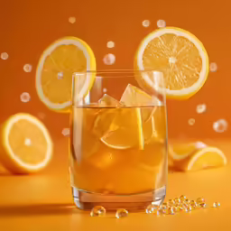 two glasses filled with orange wine and garnished with orange slices