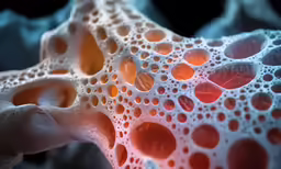 a white and red substance that is made up of different layers