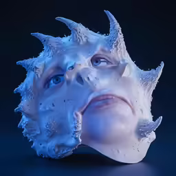 a very strange looking statue that has some spiky hair on it