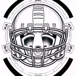a football helmet on a black and white background,a football helmet in a circle with the word