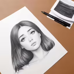 a drawing of a girl with long hair