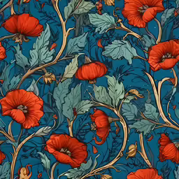 an artistic flower design in blue and red colors