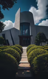 a circular entrance with steps leading to it