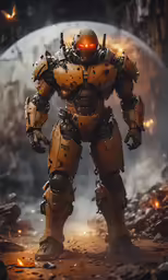 a large robot that is standing in a field