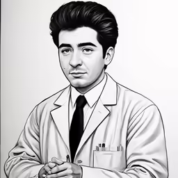 a man in a lab coat and tie