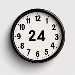 a black and white clock with numbers pointing to twenty