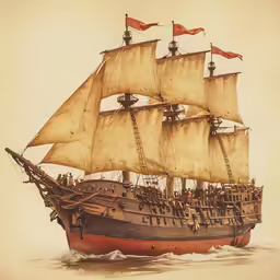 a pirate ship is floating through the water
