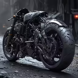 this photo of two motorcycles are shown in black
