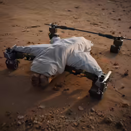 a man is upside down on the ground holding a camera