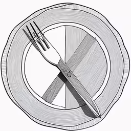 a white plate with fork and knife sitting on top of it