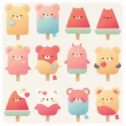 many pops with different bears on them