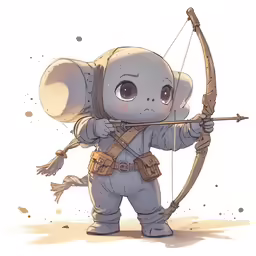 a drawing of an elephant is holding an arrow