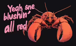 an orange lobster has some writing on it