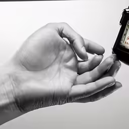 someone holding a watch in their hands, with a watch face on the display