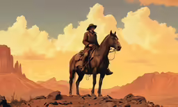 a man riding a horse on a rocky surface