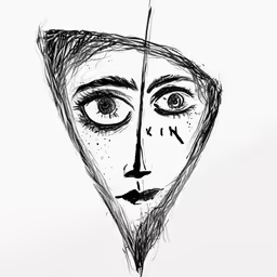 the face of a man with a triangle shaped head