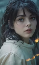 a woman that is looking to the side