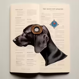 a book with a picture of a dog on the pages