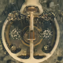 two metal pipe heads sticking out of the ground