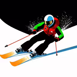 the skiier is headed down the snowy hill
