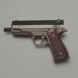 a replica of the colt model in silver and brown