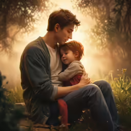 two men hugging each other in a field