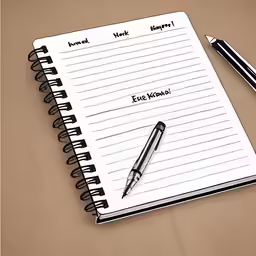 a clipboard with an empty note pad and a pen