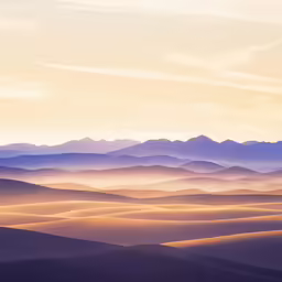 a sunset over a large mountain range in the desert