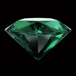 green diamond on a black background with light reflection