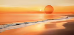 an image of a sun setting over the water