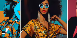 three different images one of a woman, the other a man with his arms crossed,a woman is wearing sunglasses and a man in a black suit