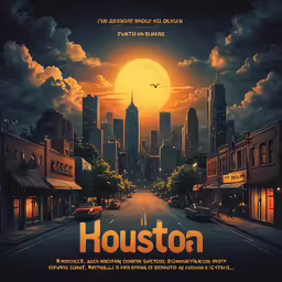 a movie poster of the city at night time