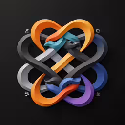 colorful papercrafted abstract shape in black