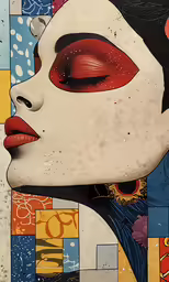 a painting of a woman with an abstract expression