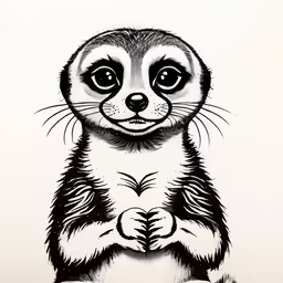 a drawing of a ferret that is looking at the camera