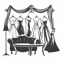 the wedding dress collection is displayed on a sofa