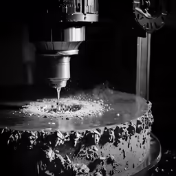 a machine turning on the cutting of a sheet of wood