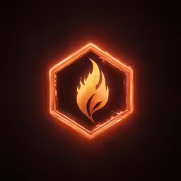 fire symbol glowing in the dark with a background