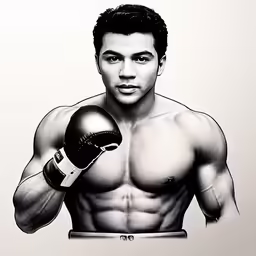 a man is standing up holding a boxing gloves